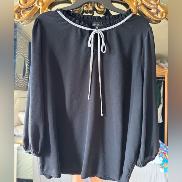 Plus size long sleeve tie neck blouse size 3 xl - Picture 1 of 7